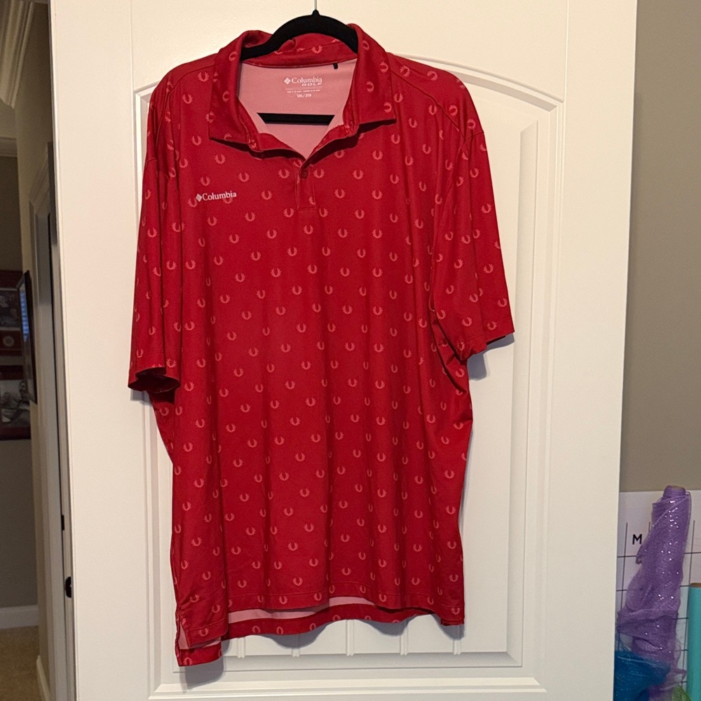 Columbia Men's Red Patterned Polo Shirt